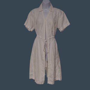 Athleta White 100% Linen Short Sleeve Coverup Workout jacket Resort Pockets S4